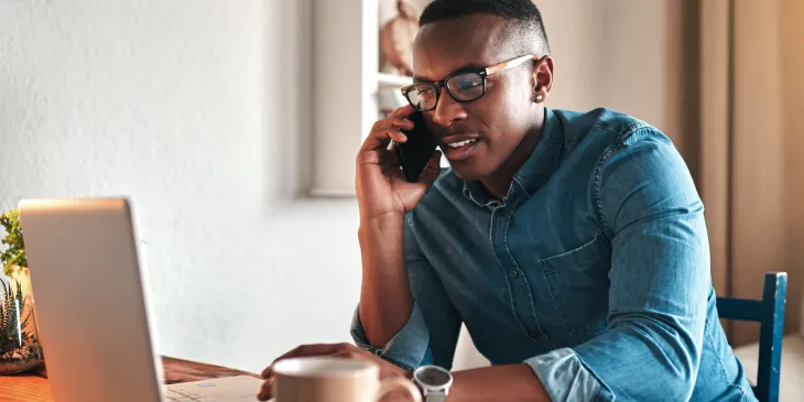 Man calling in to bank - Call Center - Extraco Banks