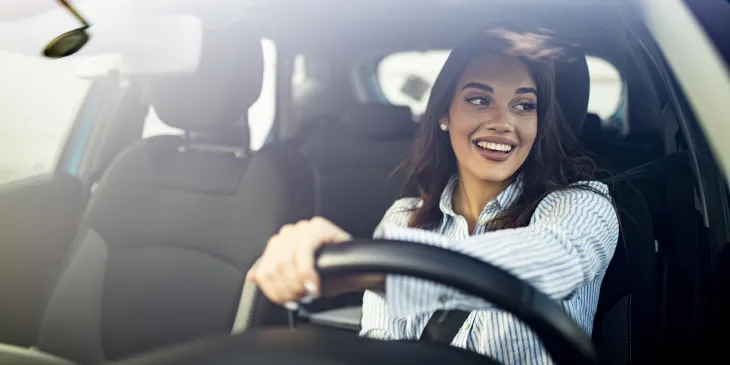 Woman driving car
