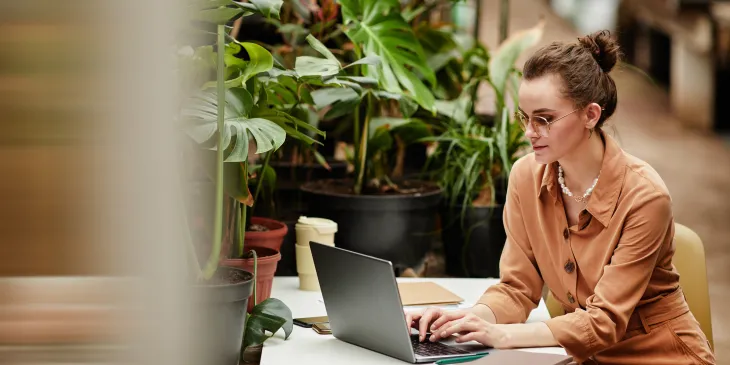 small business owner at computer