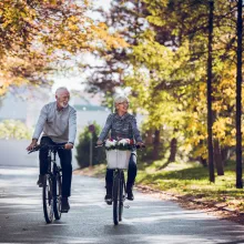 Couple riding bikes