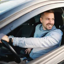 Man driving car