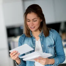 Woman looking at her mail