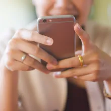 Woman looking at mobile phone