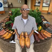 Mr Pearson with Shoes at Bosque Lobby