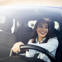 Woman driving car