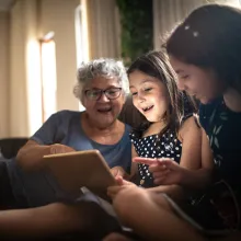 Family on couch